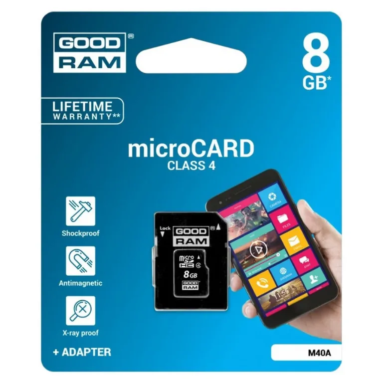 Goodram M40A-0080R11 8 GB MicroSDHC Class 4 UHS-I mälukaart SD-adapteriga, must