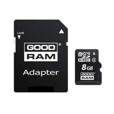 Goodram M40A-0080R11 8 GB MicroSDHC Class 4 UHS-I mälukaart SD-adapteriga, must