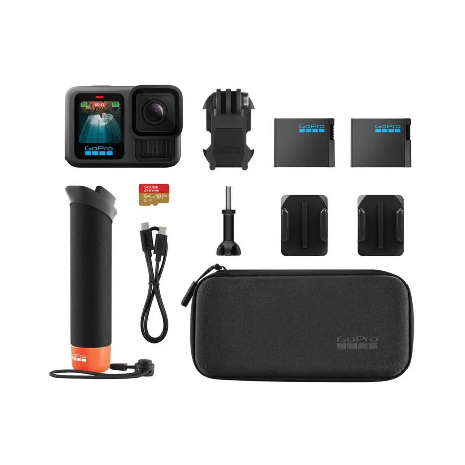 GoPro Hero 13 Black CHDRB-131-RW spordikaamera komplekt 5.3K UHD, GPS, Wi-Fi 6, veekindel kuni 10 m, 64GB mälukaart, 2 akut