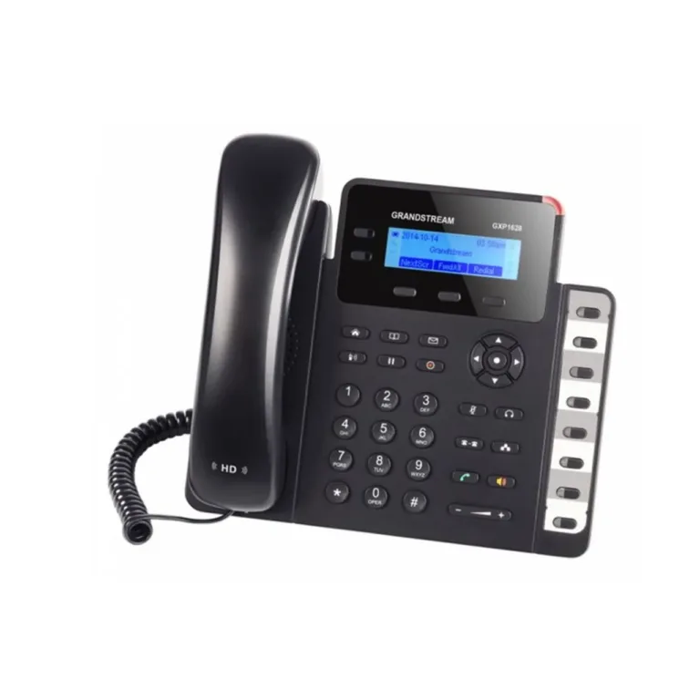 Grandstream GXP1628 must IP lauatelefon 2 liini, LCD-ekraan, Gigabit Ethernet, RJ-9 peakomplekti tugi, paigaldus lauale või seinale