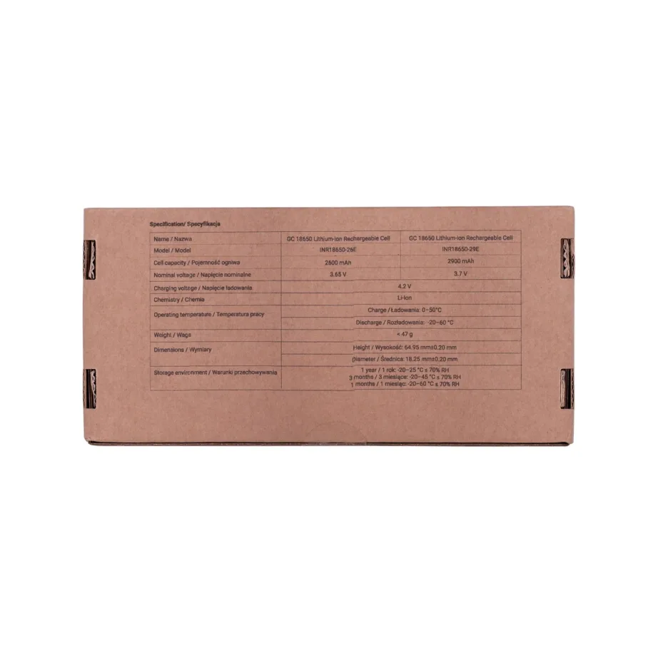 Green Cell 50GC18650NMC26 50×18650 3,6 V 2600 mAh roosad liitiumioonlaetavad akud kuni 1000 tsüklit karbis – 4