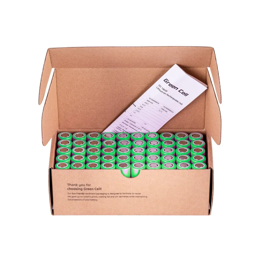 Green Cell 50GC18650NMC29 50x 18650 3,7V 2900mAh laetav liitiumioonaku, kuni 1000 laadimistsüklit, ülekuumenemis- ja ülelaadimiskaitse – 6