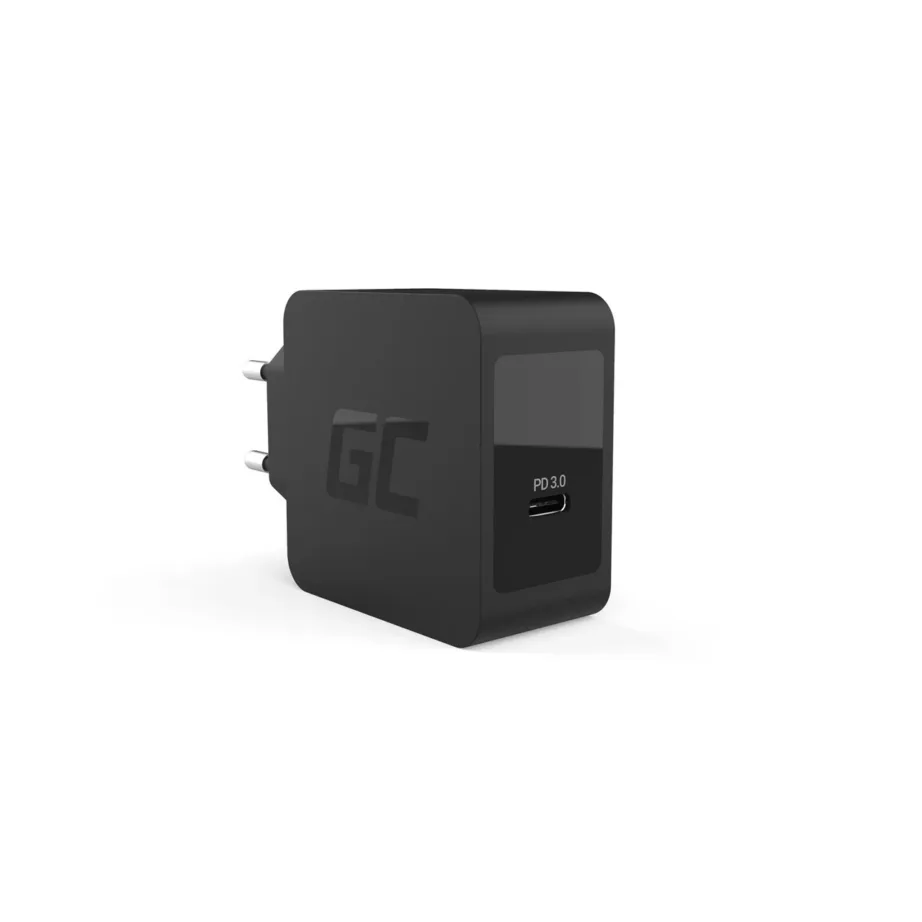 Green Cell CHAR07 18W USB-C PD 3.0 must seinalaadija, 1 port, 53x53x28 mm, universaalne