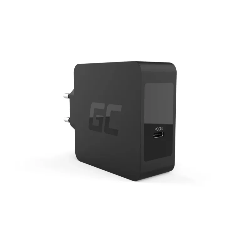 Green Cell CHAR09 60W USB-C PD 3.0 must seinalaadija, 1 USB-C port, 2 m kaabel, ühilduvus Apple/Samsung, ülekuumenemis- ja ülepinge kaitse