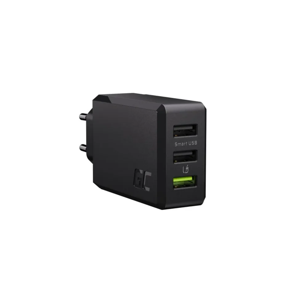 Green Cell CHARGC03 30W 3x USB-A must seinalaadija Quick Charge 3.0 ja USB PD universaalne