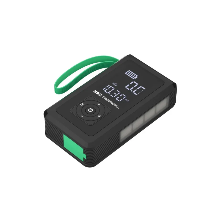 Green Cell CJSGC03 8000 mAh Li-Ion autokäivitaja ja akupank OLED-ekraani, taskulambi, USB-C/USB-A, 500 A, must/heleroheline – 16