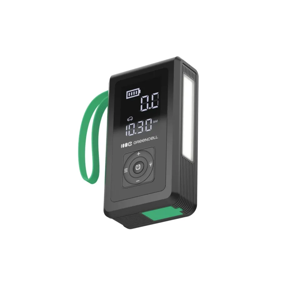 Green Cell CJSGC03 8000 mAh Li-Ion autokäivitaja ja akupank OLED-ekraani, taskulambi, USB-C/USB-A, 500 A, must/heleroheline – 5