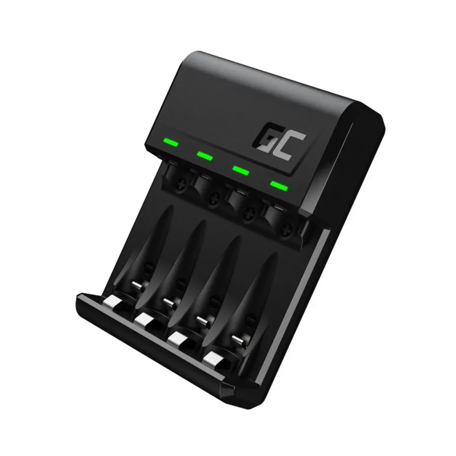 Green Cell GC VitalCharger GRADGC01 must USB AA/AAA NiMH akulaadija, 4 patareile, LED-indikaatoriga