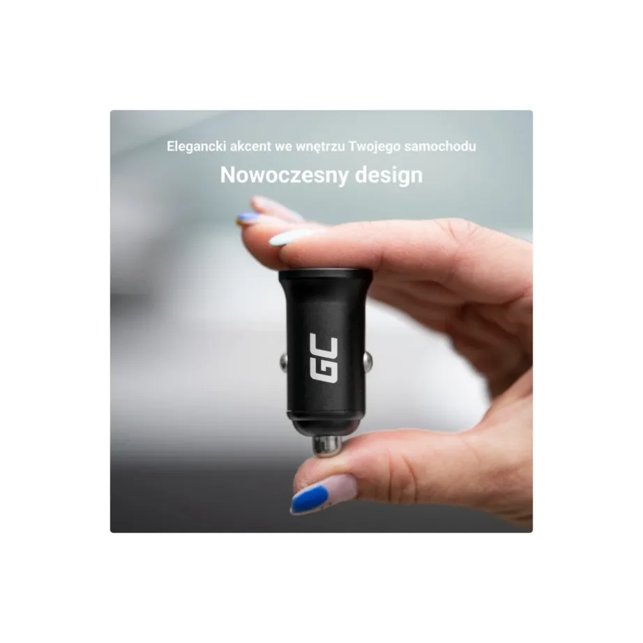 Green Cell PowerRide Nano36 CADM-GC-36AA 36W 2x USB-A alumiiniumist autolaadija kiirlaadimisega – 12