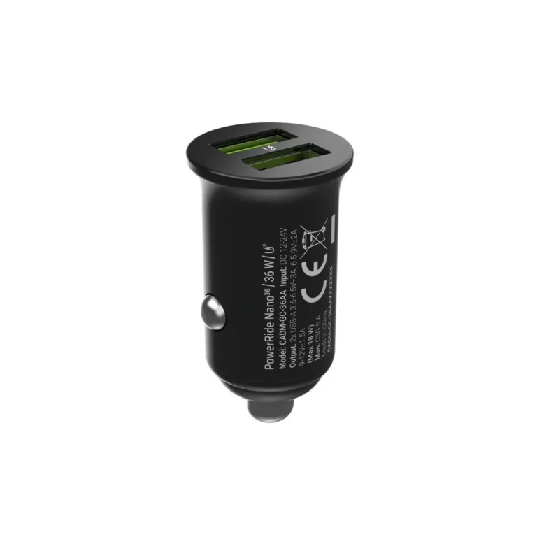 Green Cell PowerRide Nano36 CADM-GC-36AA 36W 2x USB-A alumiiniumist autolaadija kiirlaadimisega