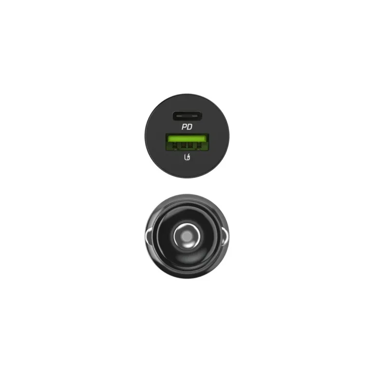 Green Cell PowerRide Nano38 CADM-GC-38AC 38W must alumiiniumist auto USB-C + USB-A laadija, 2 väljundit, kiirlaadimisega