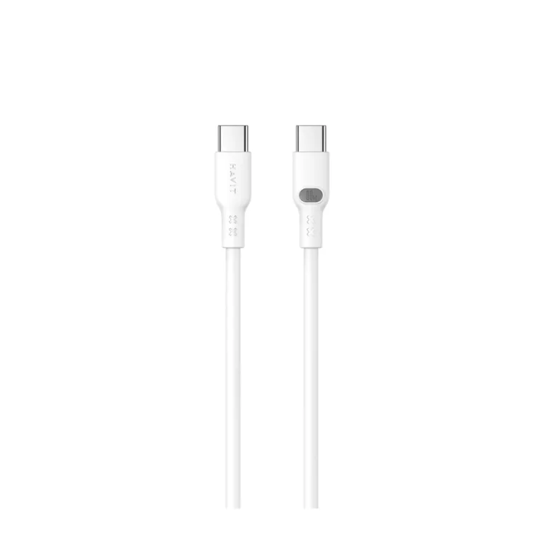 Havit CB6279 1 m valge USB-C–USB-C 60 W Power Delivery laadimiskaabel, 3,8 mm