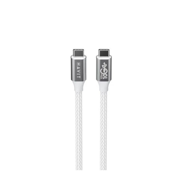 Havit CB6290 1 m valge/hall USB Type-C – USB Type-C 100W laadimis- ja andmesidekaabel
