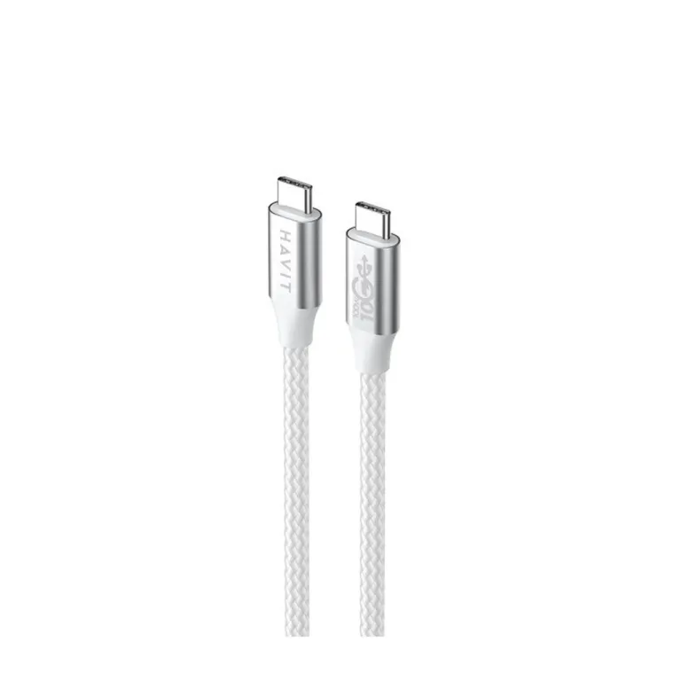 Havit CB6290 1 m valge/hall USB Type-C – USB Type-C 100W laadimis- ja andmesidekaabel