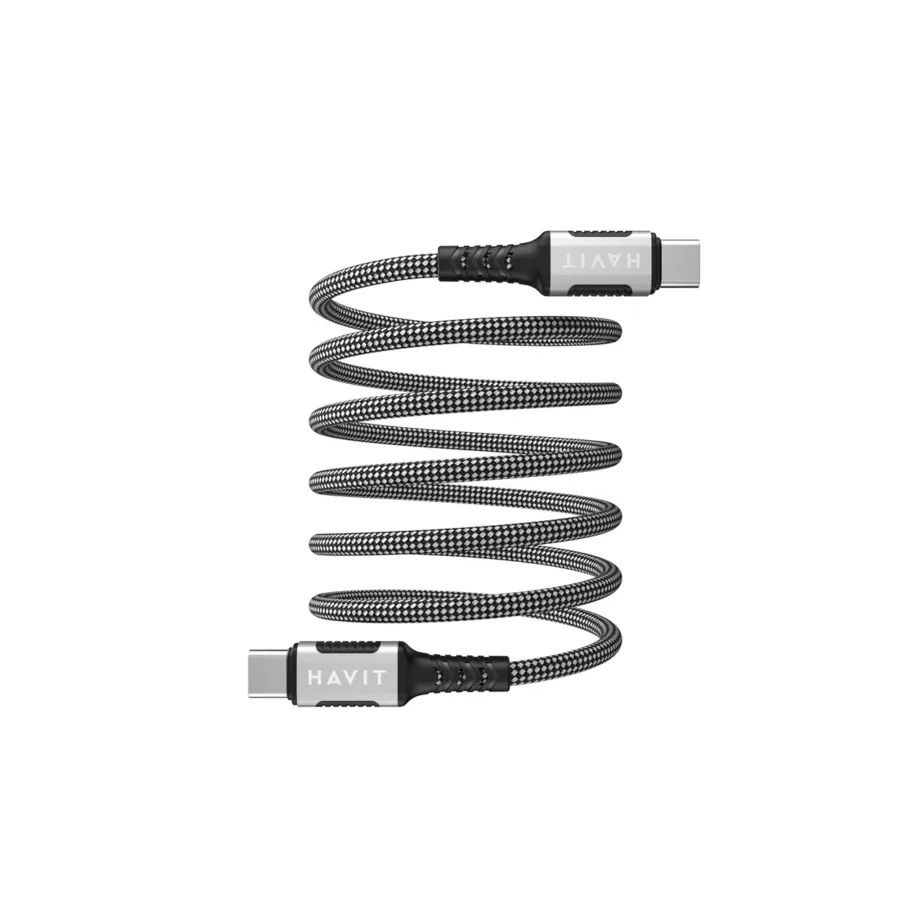Havit CB6297 1 m must USB-C–USB-C 60W magnetiline laadimiskaabel – 5