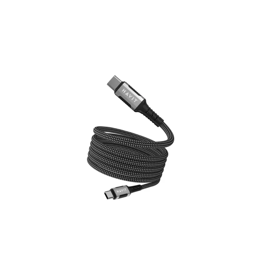 Havit CB6297 1 m must USB-C–USB-C 60W magnetiline laadimiskaabel – 6