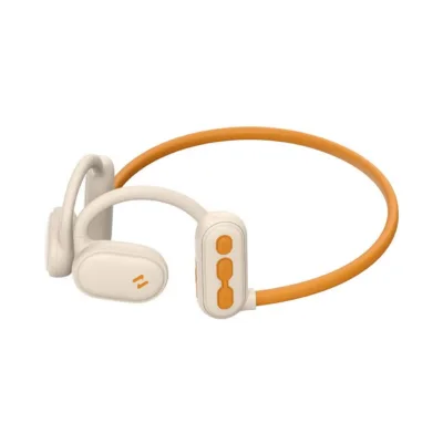 Havit E553BT juhtmevaba Bluetooth 5.3 õhukonduktsiooniga binauraalne peakomplekt, 16,5 h aku, USB-C, beež/oranž, 140x105x57,3 mm, muusika ja kõnede jaoks