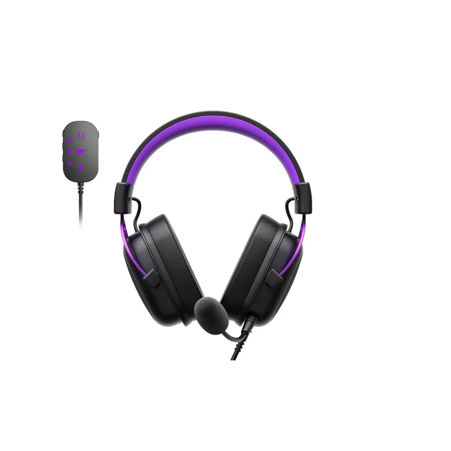Havit H2002C+U 3,5 mm juhtmega must/lilla mängurikõrvaklapid eemaldatava mikrofoniga – 3