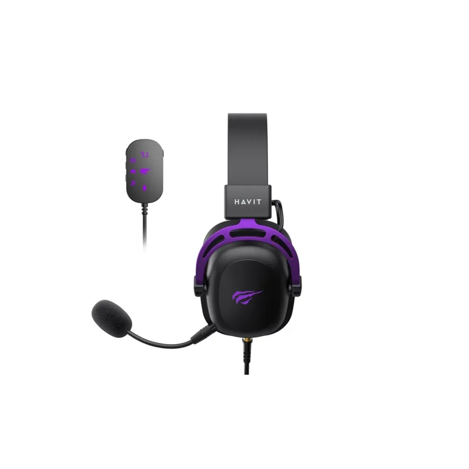 Havit H2002C+U 3,5 mm juhtmega must/lilla mängurikõrvaklapid eemaldatava mikrofoniga – 4