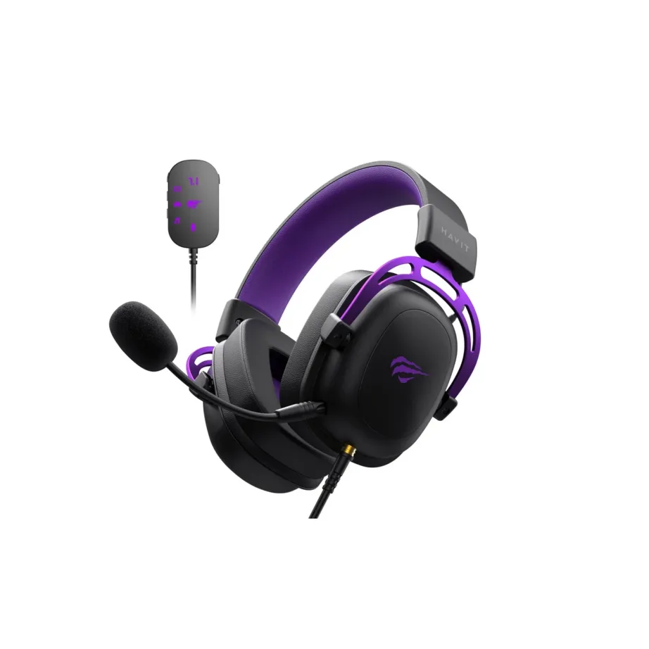 Havit H2002C+U 3,5 mm juhtmega must/lilla mängurikõrvaklapid eemaldatava mikrofoniga – 5
