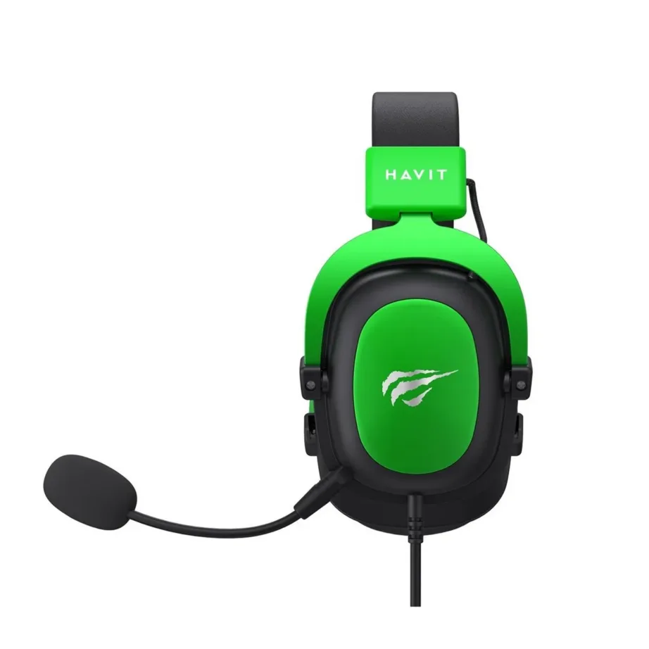 Havit H2002d 53 mm juhtmega binauraalne mänguripeakomplekt, eemaldatava mikrofoniga, must-roheline, 1 m kaabel – 3
