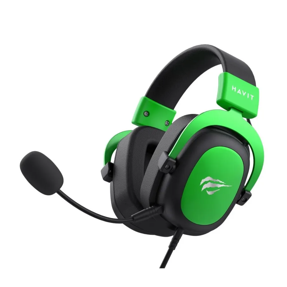 Havit H2002d 53 mm juhtmega binauraalne mänguripeakomplekt, eemaldatava mikrofoniga, must-roheline, 1 m kaabel – 4