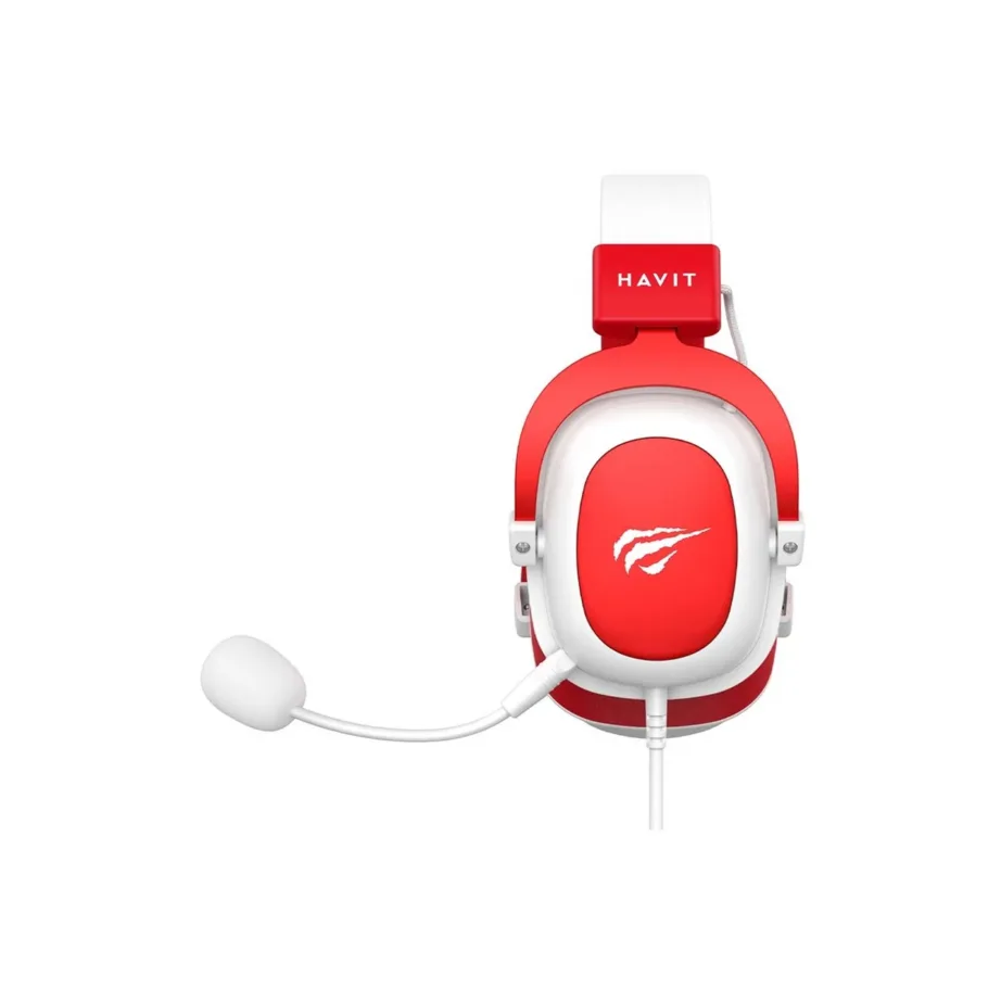 Havit H2002D 53 mm juhtmega mängurikõrvaklapid, punane/valge, eemaldatava mikrofoniga – 3