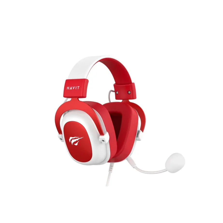 Havit H2002D 53 mm juhtmega mängurikõrvaklapid, punane/valge, eemaldatava mikrofoniga – 5