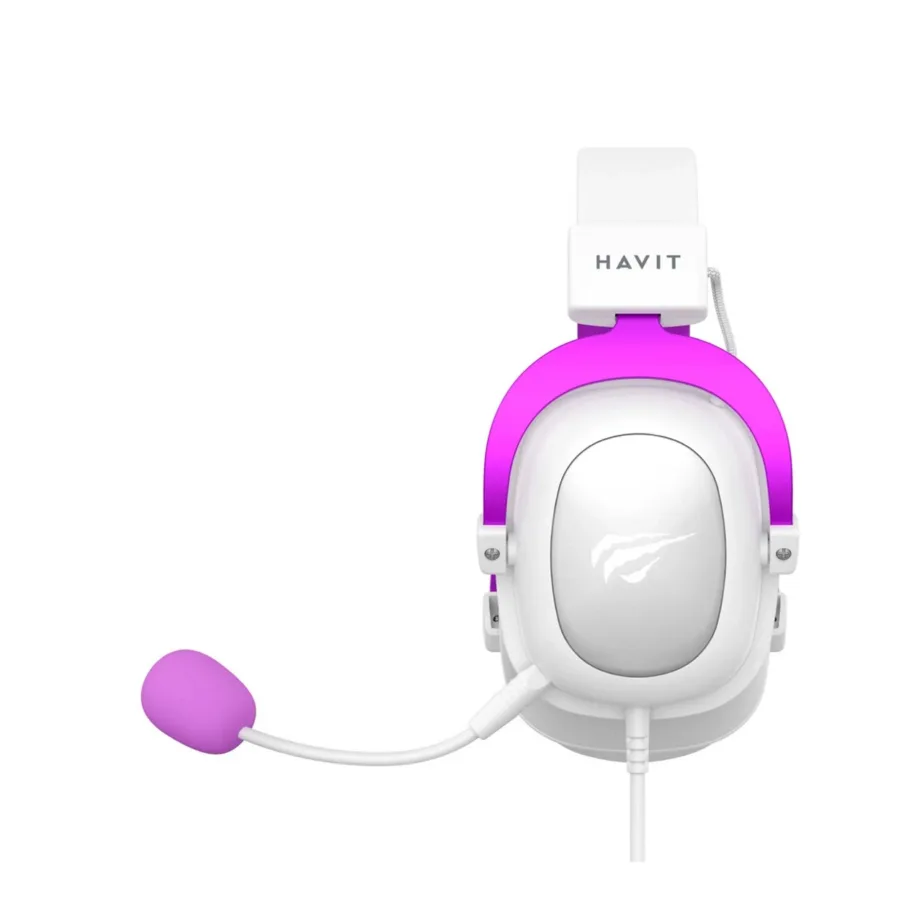 Havit H2002d valge/lilla 3,5 mm juhtmega mängurikomplekt 53 mm elementide ja eemaldatava mikrofoniga – 2