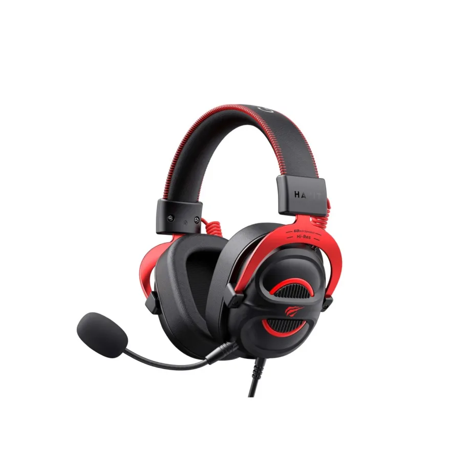 Havit H2002E Pro 298 g must-punane juhtmega mänguripeakomplekt 2 m eemaldatava kaabliga, binauraalne, 3,5 mm pistikuga – 3