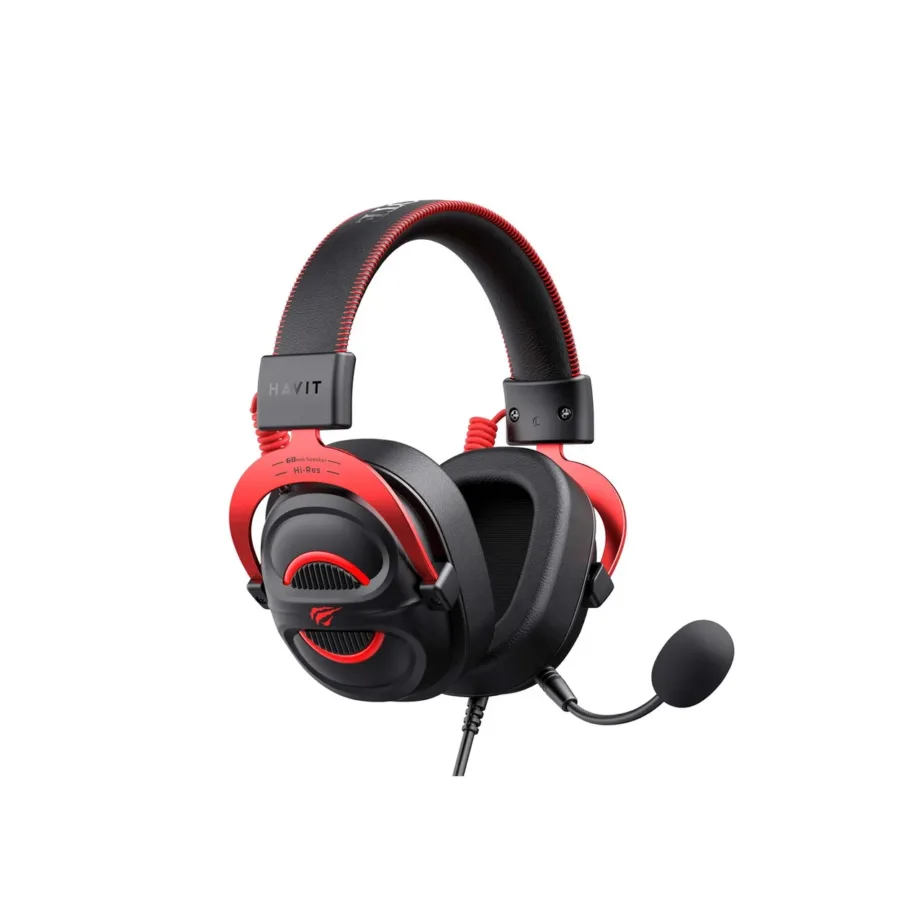 Havit H2002E Pro 298 g must-punane juhtmega mänguripeakomplekt 2 m eemaldatava kaabliga, binauraalne, 3,5 mm pistikuga – 5