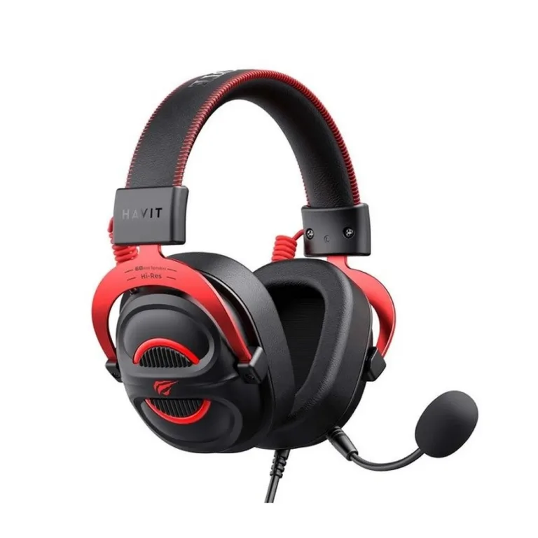 Havit H2002E Pro 298 g must-punane juhtmega mänguripeakomplekt 2 m eemaldatava kaabliga, binauraalne, 3,5 mm pistikuga