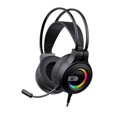 Havit H2040d 2,1 m juhtmega must mänguri kõrvaklapid-mikrofon RGB-taustvalgustuse, 50 mm draiverite ja boom-mikrofoniga