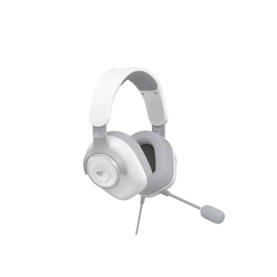 Havit H2230D valge/hall juhtmega ja juhtmevaba mänguri peakomplekt ear-hook stiiliga, 3,5 mm ühendus, eemaldatav mikrofon – 4