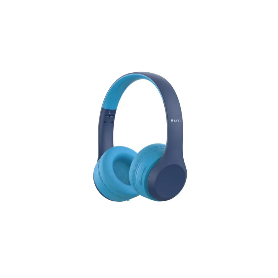 Havit H626BTblue IPX6 sinised kokkupandavad Bluetooth 5.0 laste kõrvaklapid mikrofoniga, 18 h aku, 3,5 mm ühendus - 2