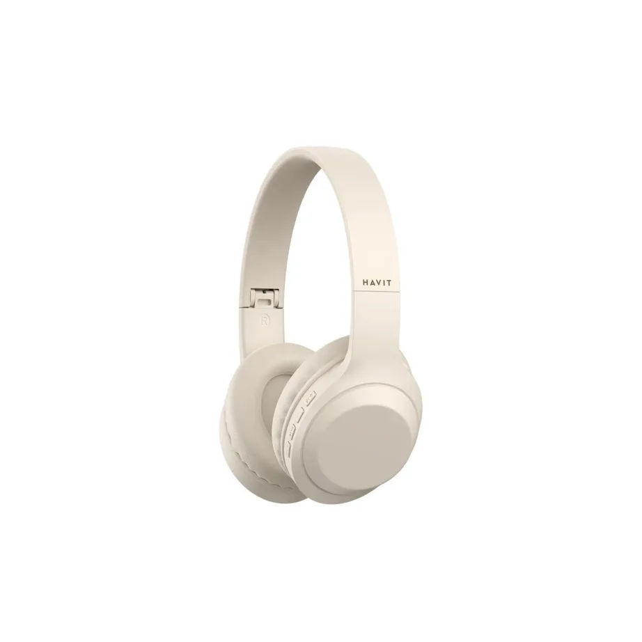 Havit H628BT beežid kokkupandavad juhtmevabad ja juhtmega on-ear kõrvaklapid, Bluetooth 5.3, 10 tundi mänguaega, 3,5 mm sisend, USB-C – 3