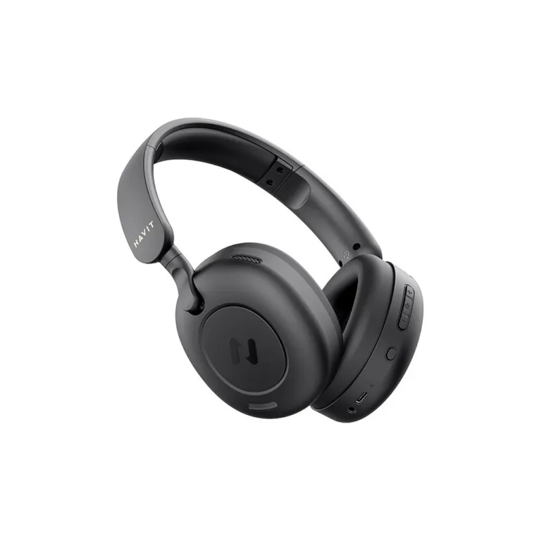 Havit H655BT mustad Bluetooth 5.3 juhtmevabad kõrvaklapid mikrofoniga, aktiivne mürasummutus, 76 h aku