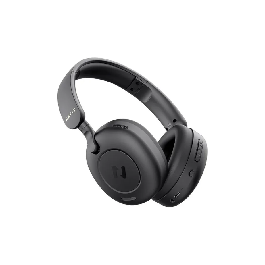 Havit H655BT mustad Bluetooth 5.3 juhtmevabad kõrvaklapid mikrofoniga, aktiivne mürasummutus, 76 h aku – 2