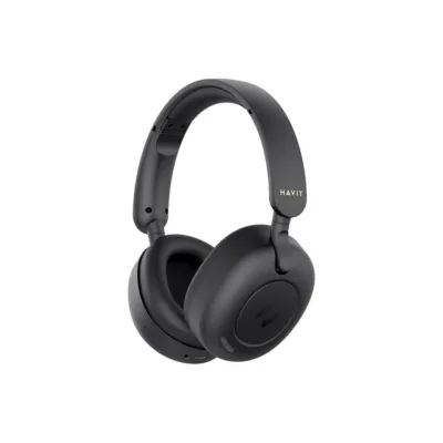 Havit H655BT mustad Bluetooth 5.3 juhtmevabad kõrvaklapid mikrofoniga, aktiivne mürasummutus, 76 h aku