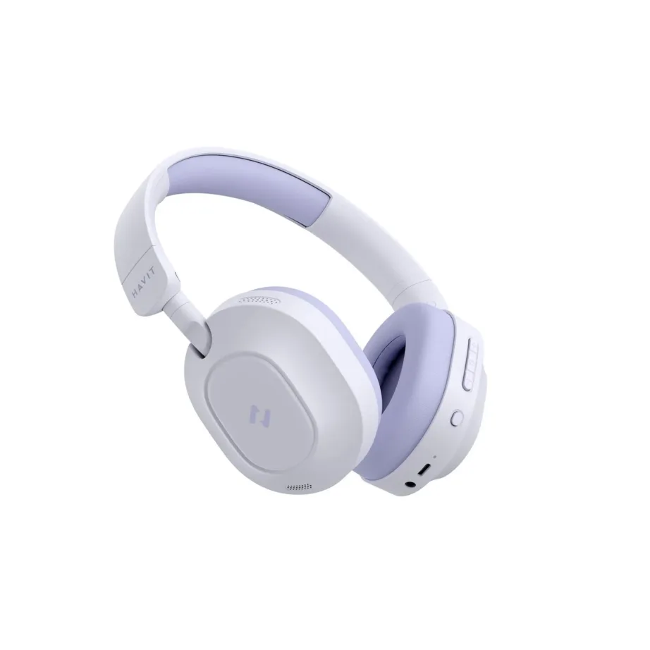 Havit H668BT 195x205x50 mm lillad juhtmevabad Bluetooth 5.4 kõrvaklapid aktiivse mürasummutuse ja USB-C laadimisega, kuni 80-tunnine aku – 5