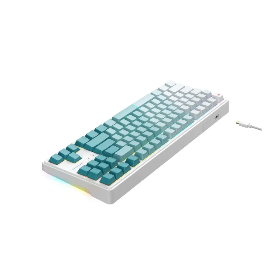 Havit KB901Lwg 88-klahviline 365x138x39 mm RGB LED-taustvalgustusega valge-roheline USB juhtmega mänguriklaviatuur – 4