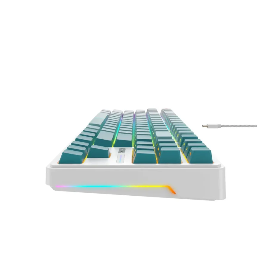 Havit KB901Lwg 88-klahviline 365x138x39 mm RGB LED-taustvalgustusega valge-roheline USB juhtmega mänguriklaviatuur – 5