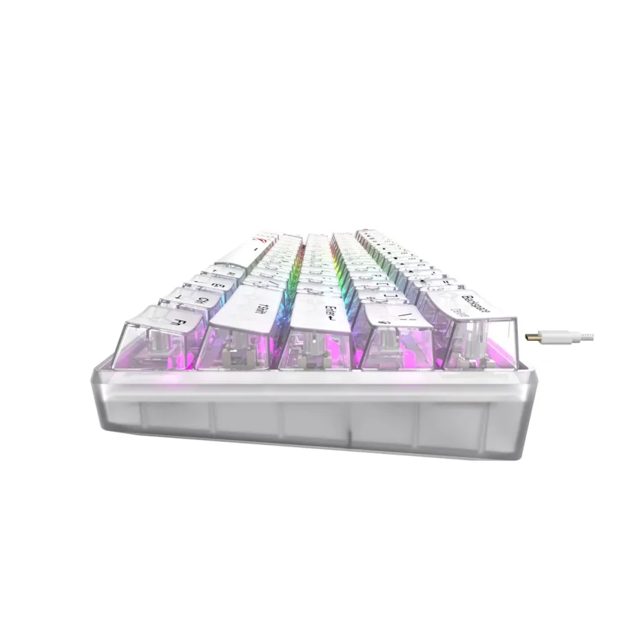 Havit KB903Lwt 61-klahviline 291x101x39 mm RGB LED-taustvalgustusega QWERTY juhtmega USB mänguriklaviatuur, läbipaistev valge – 5