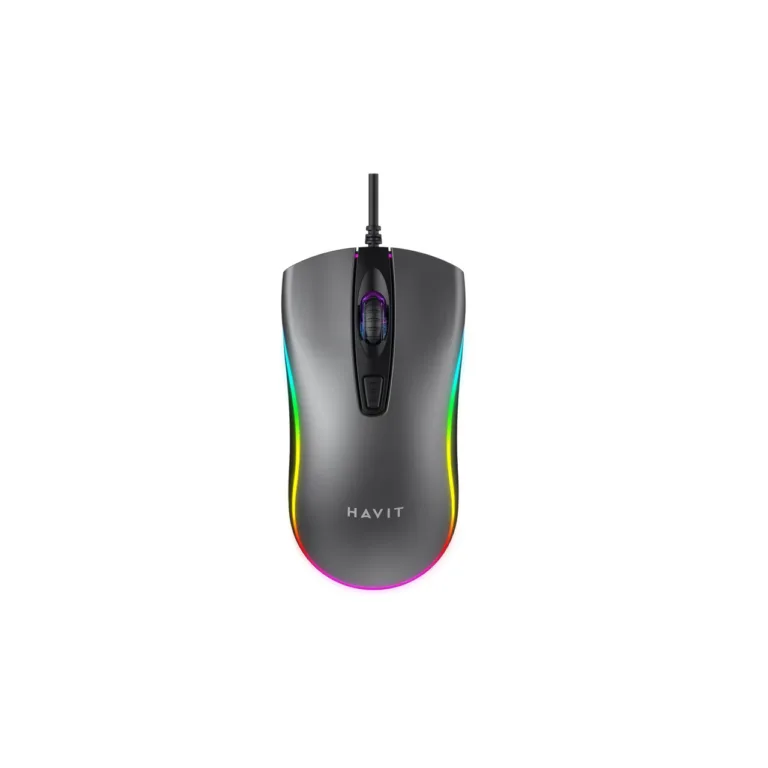 Havit MS72 1200 DPI USB juhtmega optiline ergonoomiline hiir, 113,5 × 60 × 38 mm, must, paremakäeline