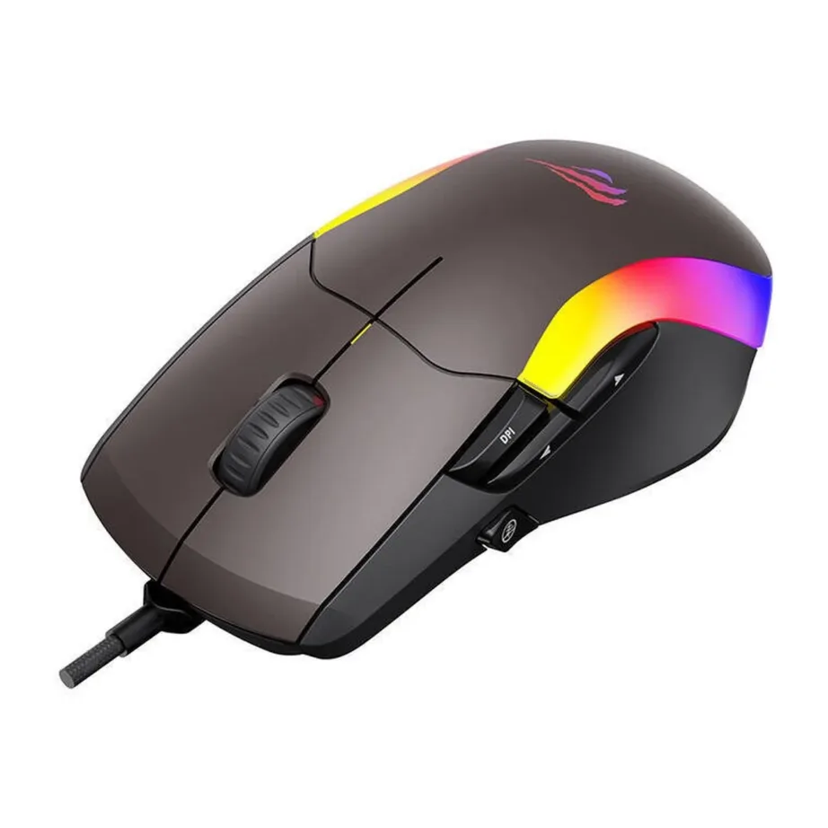 Havit MS959S must 8-nupuline juhtmega optiline mängurihiir, paremakäelisele, 128x72x41 mm – 2