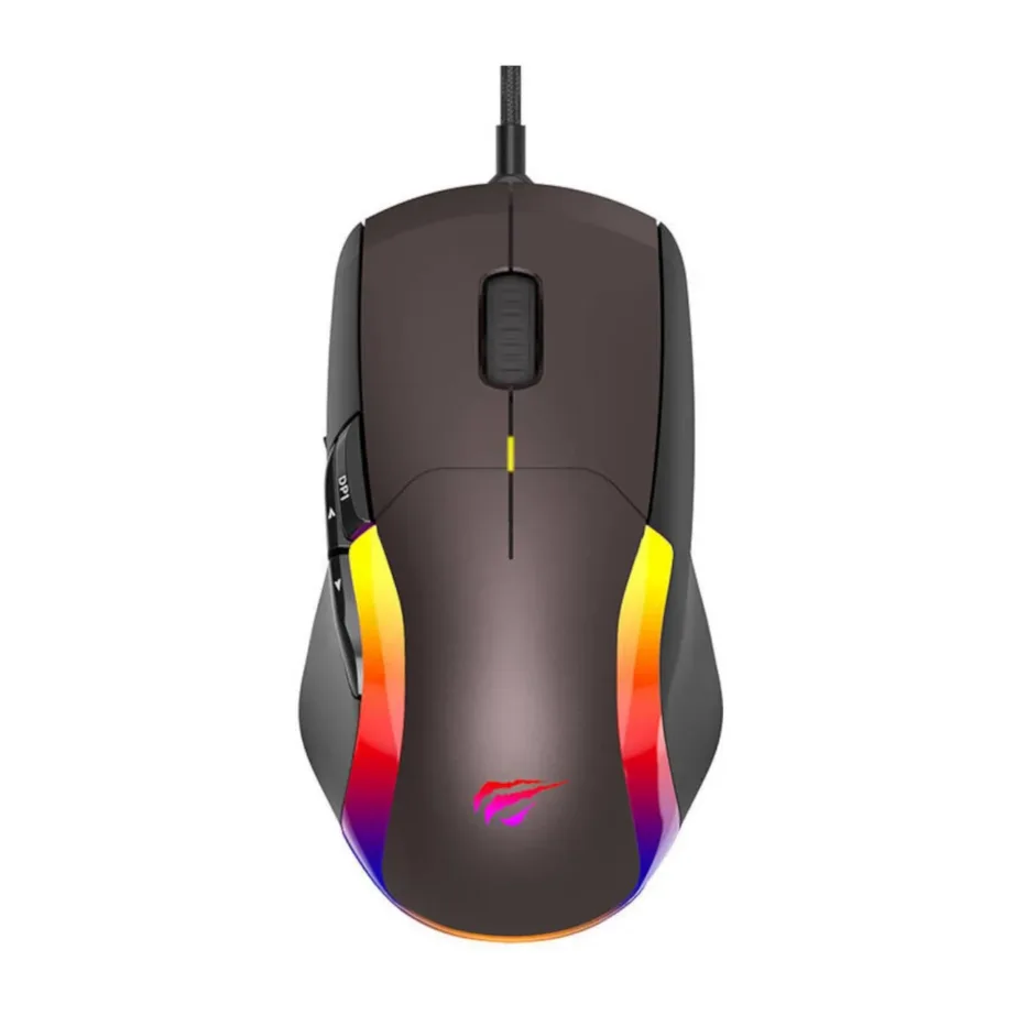 Havit MS959S must 8-nupuline juhtmega optiline mängurihiir, paremakäelisele, 128x72x41 mm