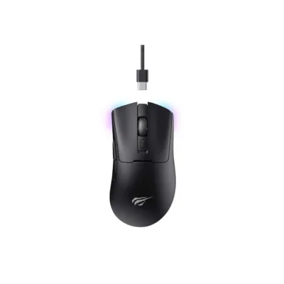 Havit MS966WB must 2.4 GHz ja Bluetooth 123x63x40 mm 500 mAh 68 g 7-nupuline juhtmevaba optiline mängurihiir USB-C laadimisega paremakäelistele