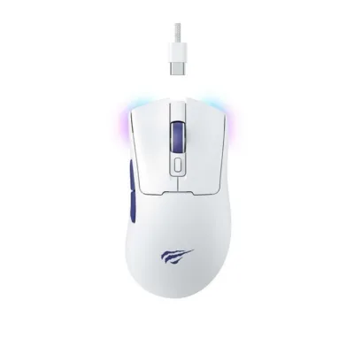 Havit MS966WB valge 2.4GHz/BT/USB Type-C juhtmevaba optiline mängurihiir, 10000 DPI, 7 nuppu, 123x63x40 mm, 68 g