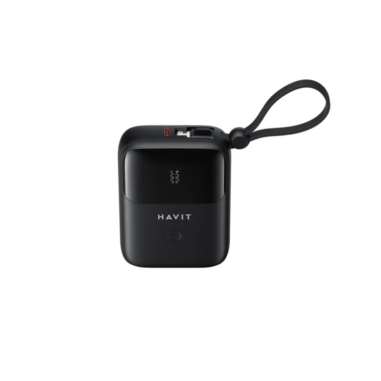 Havit PB5215 10000mAh must universaalne Li-Po akupank LED-indikaatori, Lightning-kaabli ja 2 USB-C pordiga