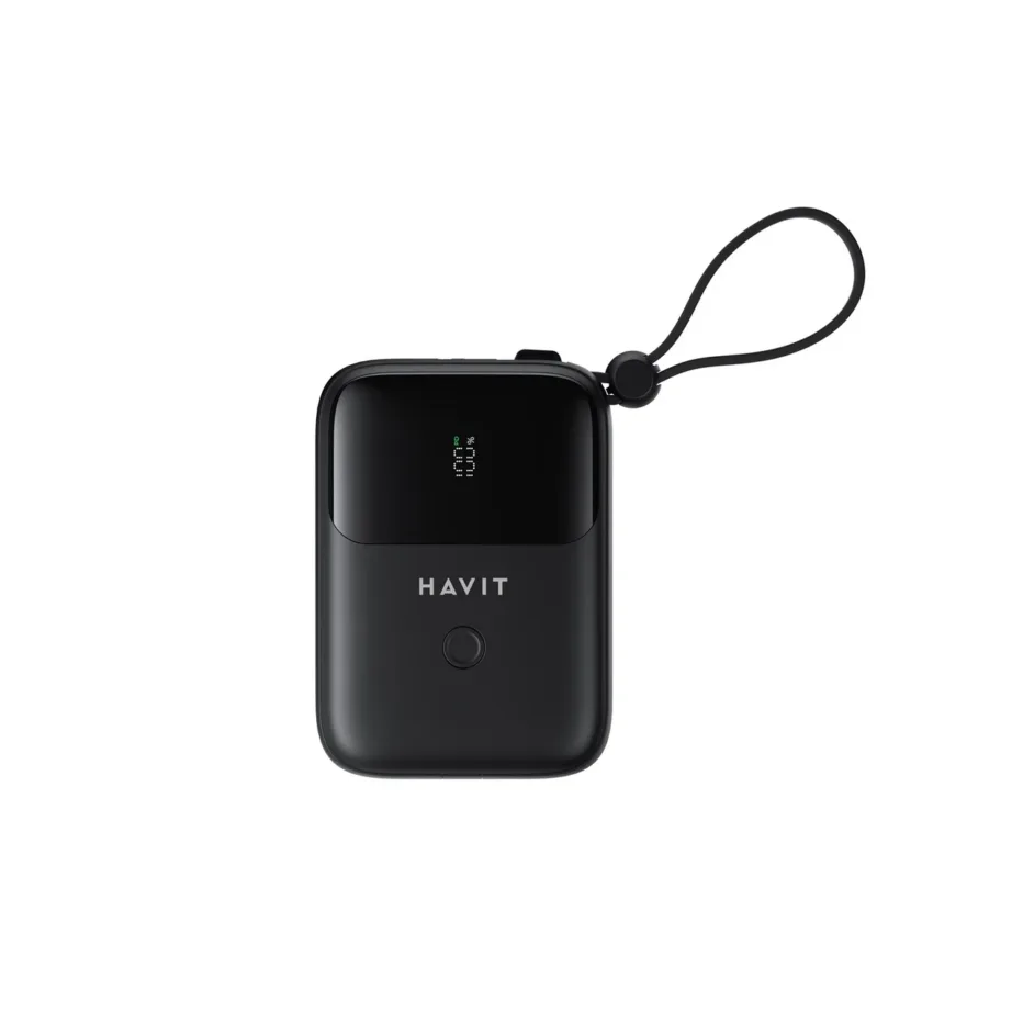 Havit PB5215 10000mAh must universaalne Li-Po akupank LED-indikaatori, Lightning-kaabli ja 2 USB-C pordiga – 3